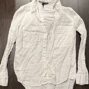 White Collared linen Button Shirt